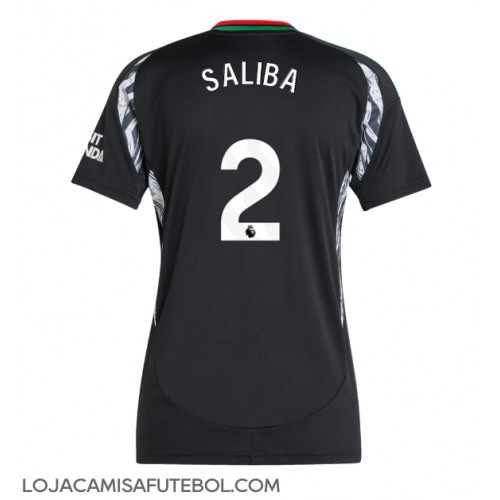 Camisa de Futebol Arsenal William Saliba #2 Equipamento Secundário Mulheres 2024-25 Manga Curta